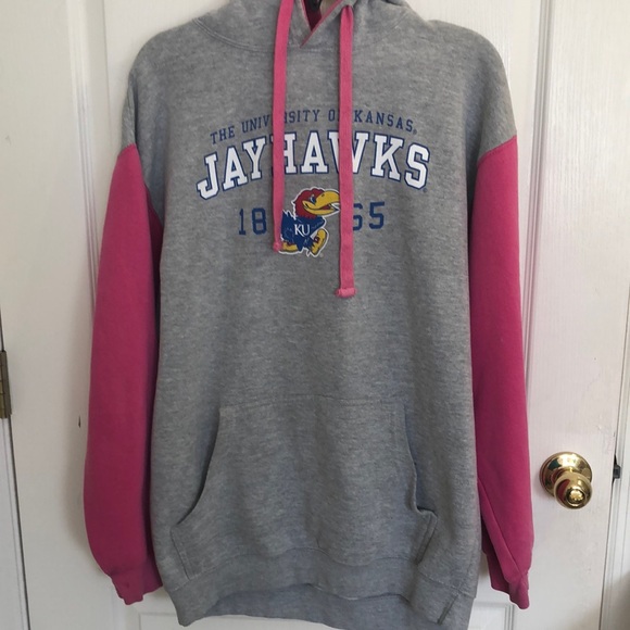 KU Pink & Gray Hoodie📝 - Picture 1 of 4